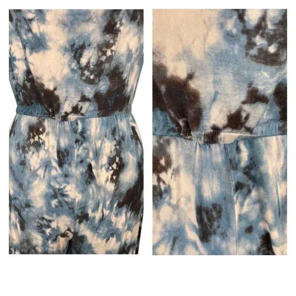 Torrid Blue Tie Dye Off The Shoulder Super Soft Knits Culotte Jumpsuit - Picture 11 of 15